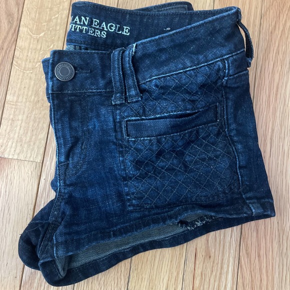 American Eagle Outfitters Pants - American Eagle Outfitters  Low Rise  Stretchy Dark Wash Jean Shorts Size 4